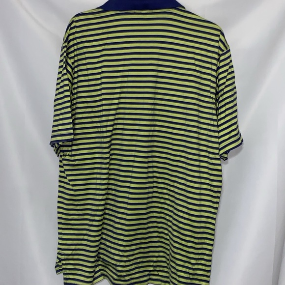 Peter Millar MENS size XL Blue and Yellow Polo Shirt Sporty Stripes Clean - Picture 8 of 9